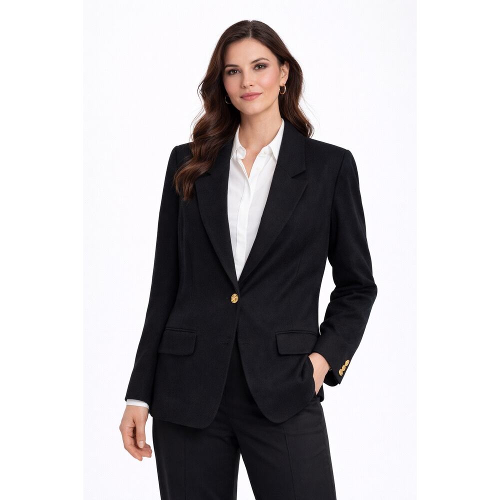 Vintage 1980s Pendleton Black Virgin Wool Blazer USA Made medium